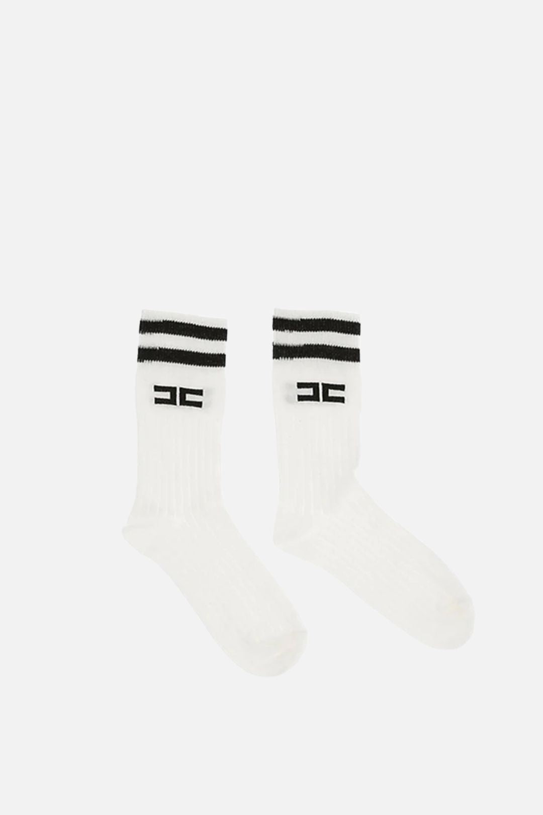Elisabetta Franchi Bambina Calzini con Logo a Contrasto EFCZ006CTV061 MILK/NERO