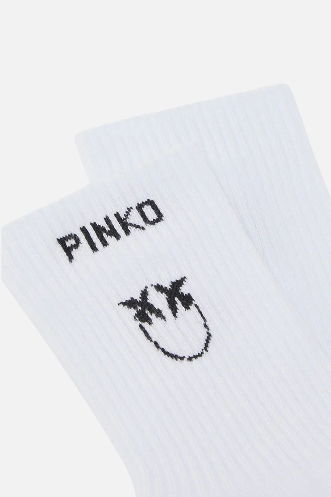 Pinko Calzino Norvegia Costa Cotone con Logo Bianco Nero 106071 A302 ZZ1