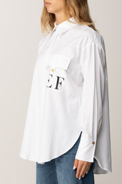 Elisabetta Franchi Camcia a Righe con Logo Ef CA12156E2 BIANCO