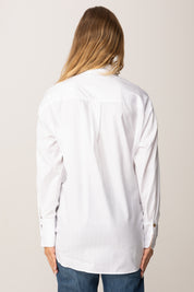 Elisabetta Franchi Camcia a Righe con Logo Ef CA12156E2 BIANCO