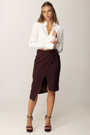 Elisabetta Franchi Camicia Crop con Incrocio e Gioiello CAT0256E2 AVORIO