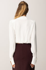 Elisabetta Franchi Camicia Crop con Incrocio e Gioiello CAT0256E2 AVORIO