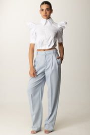 Elisabetta Franchi Camicia Crop con Maniche Balloon CA10156E2 BIANCO