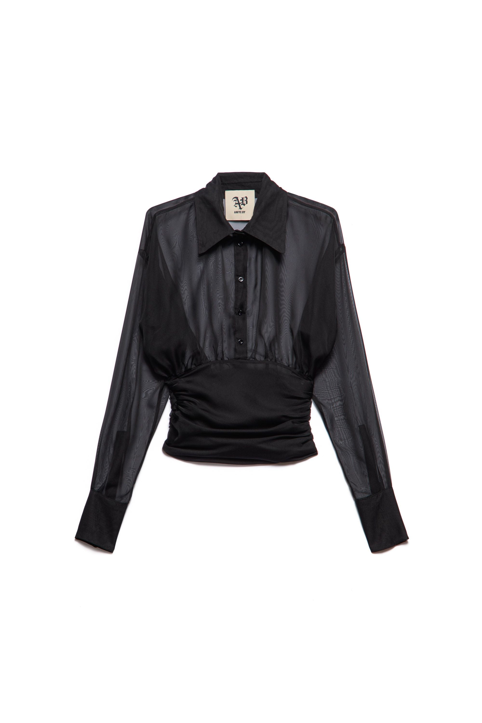 Aniye By Camicia Cropped Trasparente Ivette 181314 BLACK :AI25
