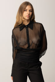 Aniye By Camicia Cropped Trasparente Ivette 181314 BLACK :AI25