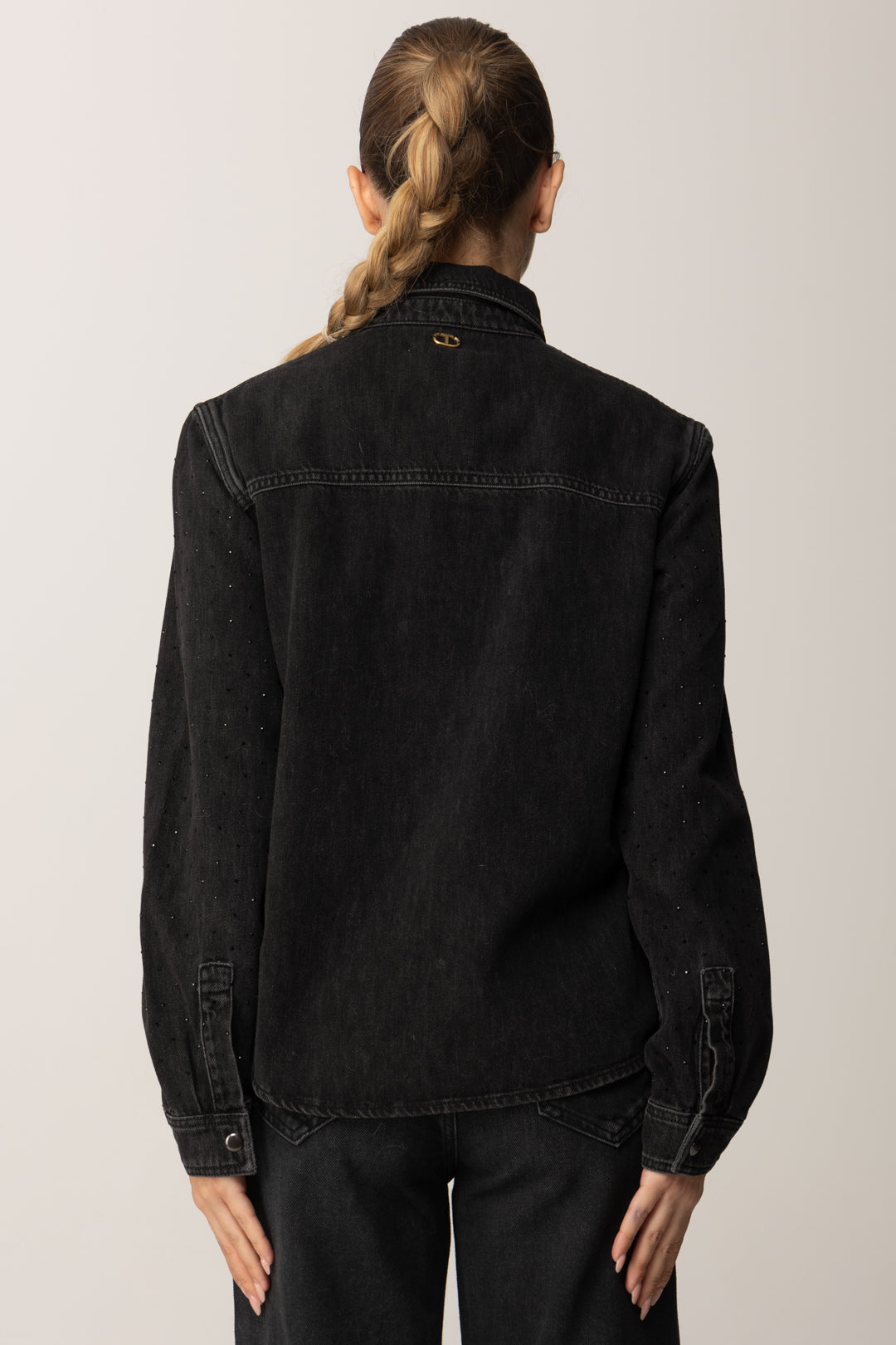 Twinset Camicia In Denim Nero con Strass Luminosi 252TT2272 DENIM NERO