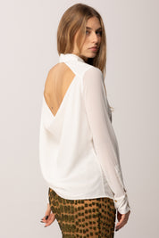 Elisabetta Franchi Camicia In Georgette con Apertura Sul Retro AVORIO CA12657E2