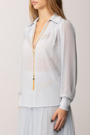 Elisabetta Franchi Camicia In Georgette con Collana con Nappa CA13357E2 STARLIGHT