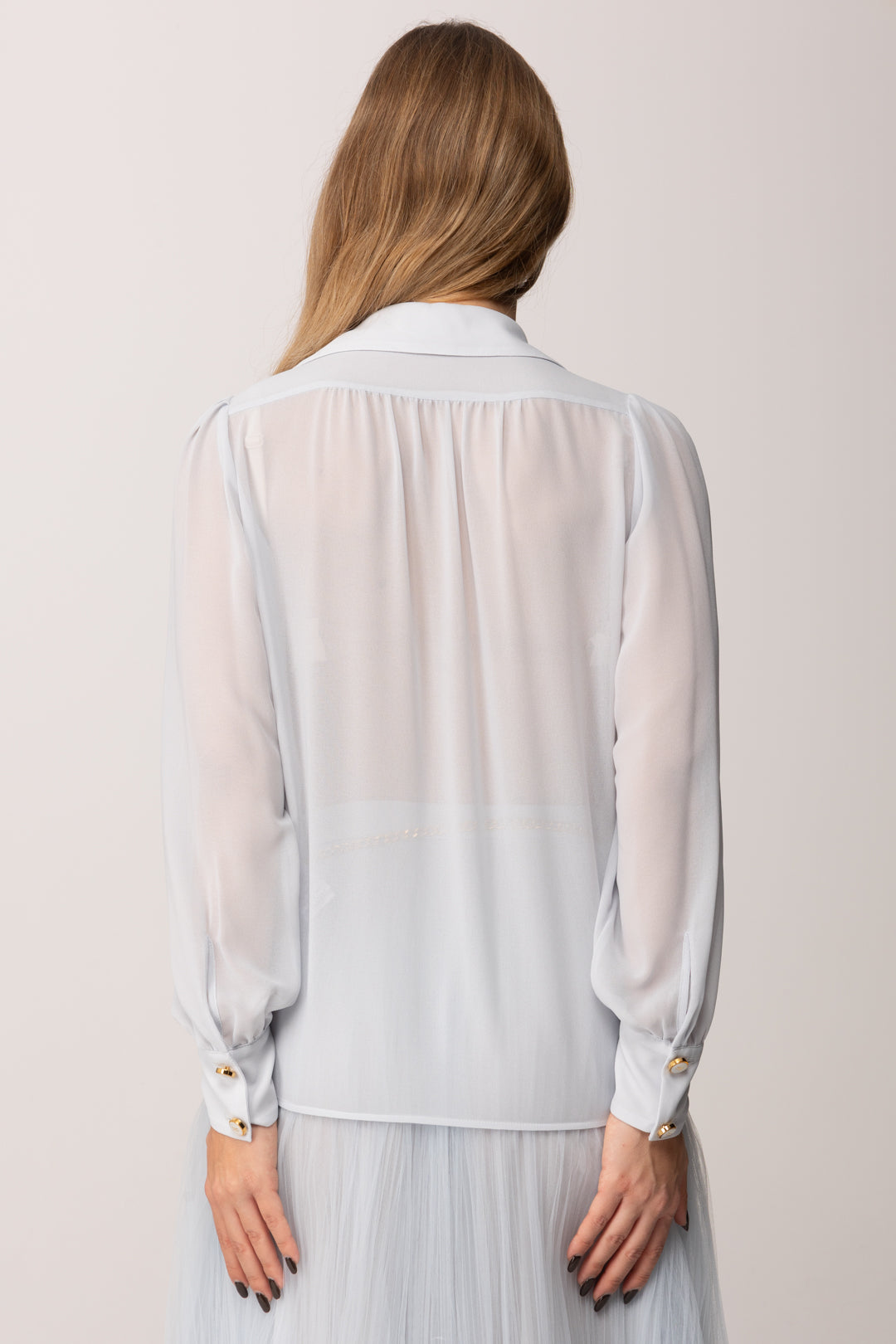 Elisabetta Franchi Camicia In Georgette con Collana con Nappa CA13357E2 STARLIGHT