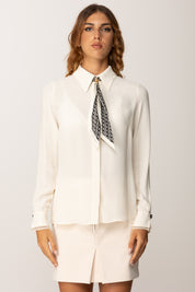 Elisabetta Franchi Camicia In Georgette con Foulard Logato CA09356E2 MILK