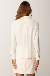 Elisabetta Franchi Camicia In Georgette con Foulard Logato CA09356E2 MILK