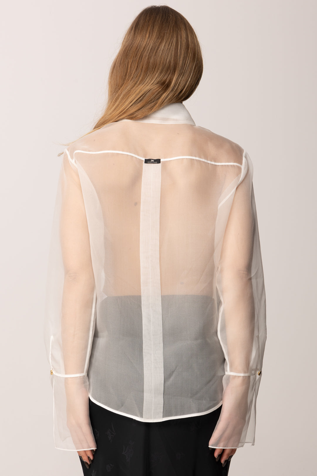 Elisabetta Franchi Camicia In Organza con Bottoni Oro CA09957E2 AVORIO