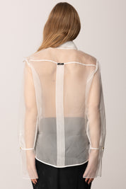 Elisabetta Franchi Camicia In Organza con Bottoni Oro CA09957E2 AVORIO