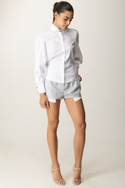 Elisabetta Franchi Camicia In Popeline Di Cotone con Colletto Smoking CA09856E2 BIANCO