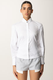 Elisabetta Franchi Camicia In Popeline Di Cotone con Colletto Smoking CA09856E2 BIANCO