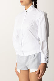 Elisabetta Franchi Camicia In Popeline Di Cotone con Colletto Smoking CA09856E2 BIANCO
