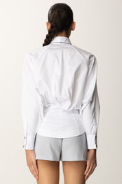 Elisabetta Franchi Camicia In Popeline Di Cotone con Colletto Smoking CA09856E2 BIANCO