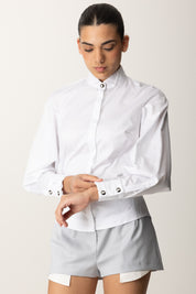 Elisabetta Franchi Camicia In Popeline Di Cotone con Colletto Smoking CA09856E2 BIANCO