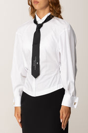 Elisabetta Franchi Camicia In Popeline con Cravatta CA09156E2 BIANCO/NERO