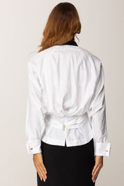 Elisabetta Franchi Camicia In Popeline con Cravatta CA09156E2 BIANCO/NERO