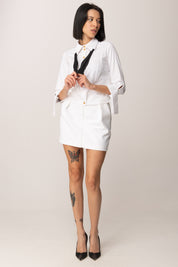 Elisabetta Franchi Camicia In Popeline con Papillon Aperto CA13557E2 BIANCO