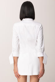 Elisabetta Franchi Camicia In Popeline con Papillon Aperto CA13557E2 BIANCO