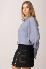 Elisabetta Franchi Camicia Over In Popeline a Righe con Logo CA11257E2 OXFORD