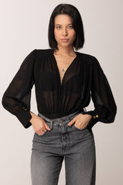Elisabetta Franchi Camicia a Body In Georgette NERO CB00857E2