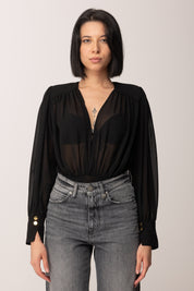 Elisabetta Franchi Camicia a Body In Georgette NERO CB00857E2