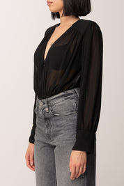 Elisabetta Franchi Camicia a Body In Georgette NERO CB00857E2