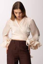 Hanita Camicia a Scaldacuore con Maxi Ruches H.M3141.4663 VANIGLIA
