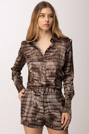 Elisabetta Franchi Camicia con Stampa Alligatore CA13161E2 CACAO