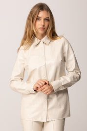 Elisabetta Franchi Camicia con Stampa Cocco Effetto Pelle MILK CA13658E2