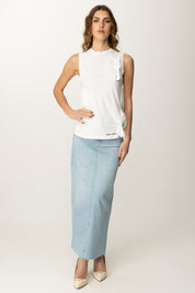 Elisabetta Franchi Canotta in jersey con fiocchi CN00351E2 GESSO