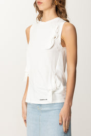 Elisabetta Franchi Canotta in jersey con fiocchi CN00351E2 GESSO