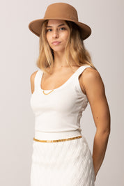 Twin-set Cappello In Feltro con Micro Logo Oval T 252TA4490 LAND