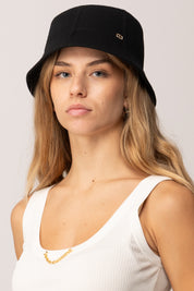 Twin-set Cappello In Panno Di Lana con Logo Oval T 252TA4601 NERO