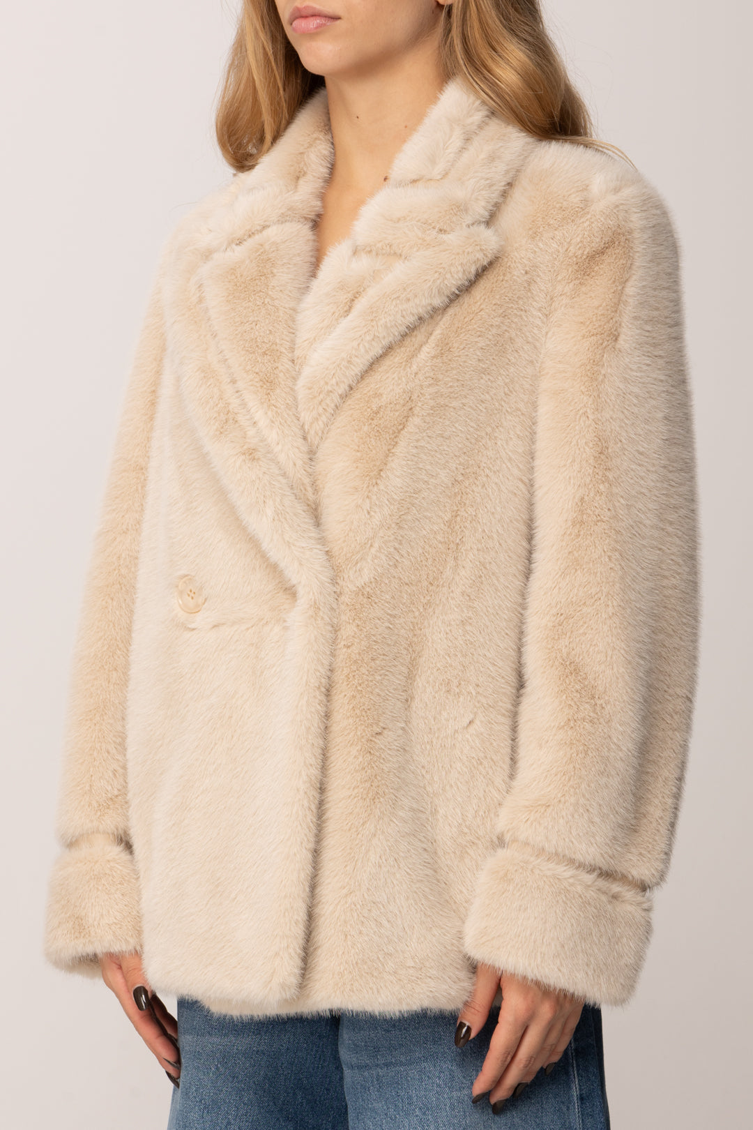 Twin-set Cappotto Doppiopetto In Ecopelliccia 252TT2154 LIGHT 