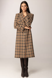 Twin-set Cappotto In Misto Lana Fantasia Check 252TT2430 CHECK CAMMELLO/NERO