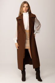 Patrizia Pepe Cappotto Lungo Doppiopetto Smanicato 8O0189 A610 EARTH BROWN