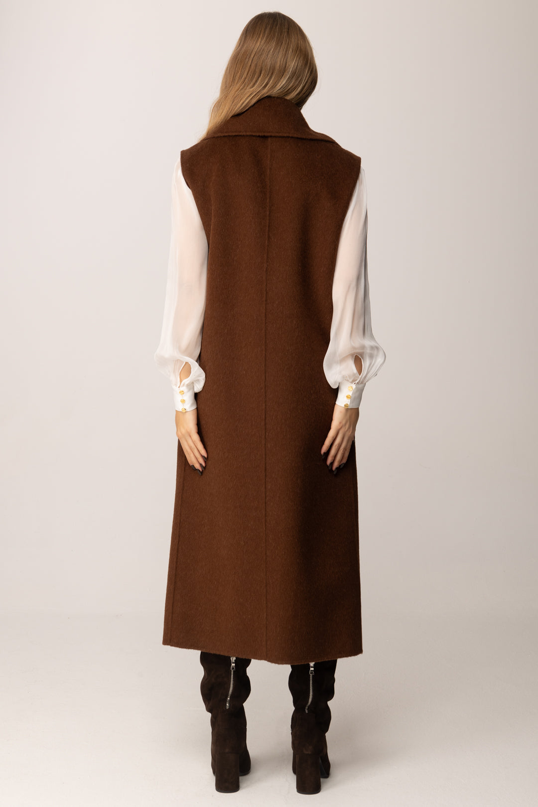 Patrizia Pepe Cappotto Lungo Doppiopetto Smanicato 8O0189 A610 EARTH BROWN