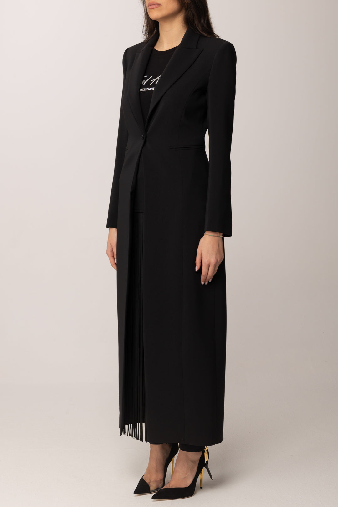 Patrizia Pepe Cappotto Lungo con Chiusura a Singolo Bottone 8O0222 A6F5 NERO