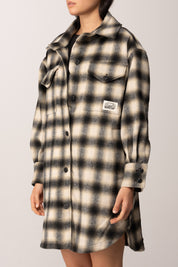 Replay Cappotto Stampa Check In Misto Lana W7916 .000.52804 BLACK/SAND/WINTER WHITE