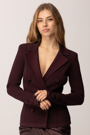 Elisabetta Franchi Cardigan Blazer Doppiopetto con Dettagli Lucidi MERLOT MK47S57E2
