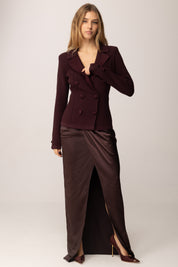 Elisabetta Franchi Cardigan Blazer Doppiopetto con Dettagli Lucidi MERLOT MK47S57E2