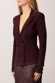 Elisabetta Franchi Cardigan Blazer Doppiopetto con Dettagli Lucidi MERLOT MK47S57E2