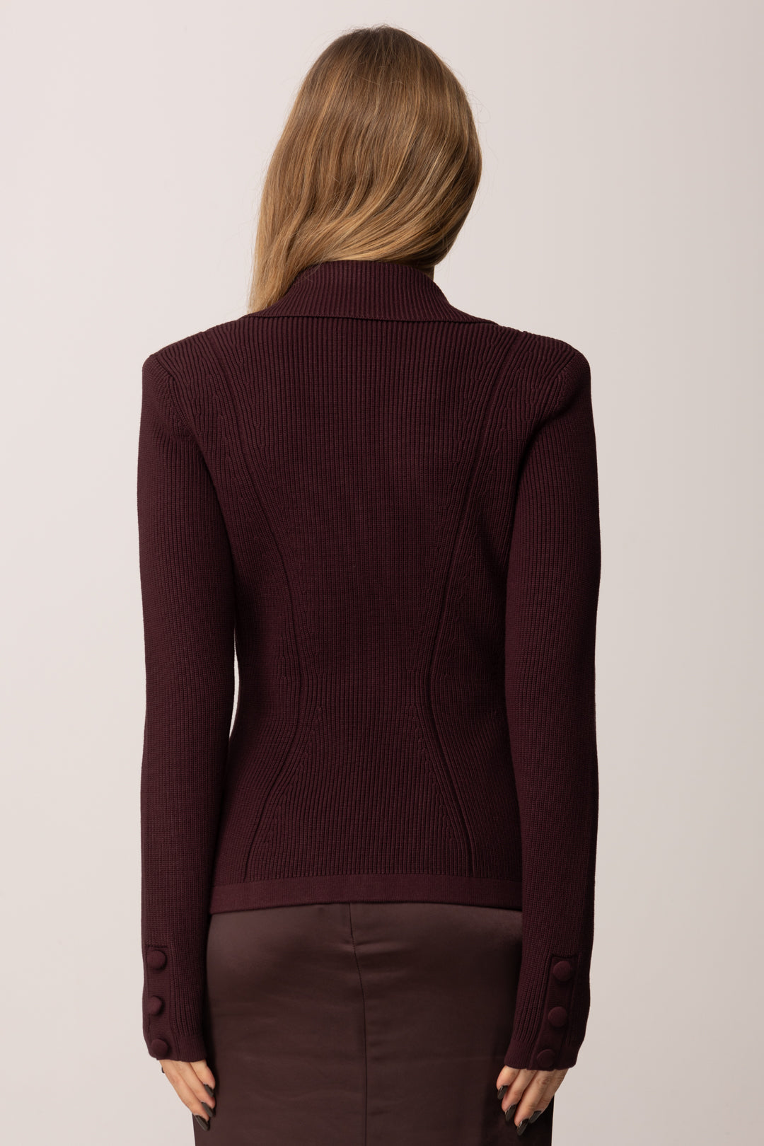 Elisabetta Franchi Cardigan Blazer Doppiopetto con Dettagli Lucidi MERLOT MK47S57E2