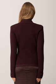 Elisabetta Franchi Cardigan Blazer Doppiopetto con Dettagli Lucidi MERLOT MK47S57E2