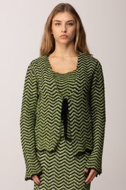 Akep Cardigan Chevron Lurex MGKD11018 VERDE