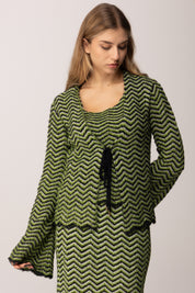 Akep Cardigan Chevron Lurex MGKD11018 VERDE